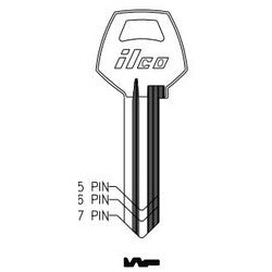 Kaba Ilco 1001EH NP A02 | Cylinder Lock Key Blank, 5-Pin, Brass, Nickel Plated, 2 Price Group, For Corbin/Russwin