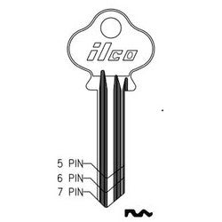 Kaba Ilco 1004A NP A02 | Cylinder Lock Key Blank, 6-Pin, Brass, Nickel Plated, 2 Price Group, For Lockwood