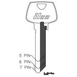 Kaba Ilco 1007LD NS A52 | Cylinder Lock Key Blank, 5-Pin, Natural Nickel Silver, 11 Price Group, For Sargent