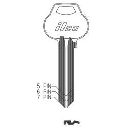 Kaba Ilco 1011-L4 NS A51 | Cylinder Lock Key Blank, 5-Pin, Sectional, Natural Nickel Silver, 10 Price Group, For Corbin/Russwin