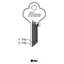 Kaba Ilco 1014DX NP A06 | Cylinder Lock Key Blank, 5-Pin, Brass, Nickel Plated, 6 Price Group, For Eagle Lock