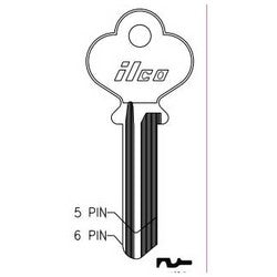Kaba Ilco 1017B NP A04 | Cylinder Lock Key Blank, 5-Pin, Brass, Nickel Plated, 4 Price Group, For Norwalk