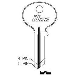Kaba Ilco 1071BM NP A15 | Cylinder Lock Key Blank, 4-Pin, Brass, Nickel Plated, 15 Price Group, For Wilson-Bohannon