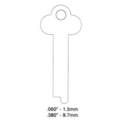Kaba Ilco 1110B NS A93 | Safe Deposit Key Blank, 0.38" Width x 0.06" Thickness, Natural Nickel Silver, 13 Price Group, For Miscellaneous