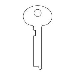 Kaba Ilco 1387 NS A52 | Safe Deposit Key Blank, 0.28" W x 0.08" Thickness, Natural Nickel Silver, 11 Price Group, for Ilco/Kaba Mas/Sargent