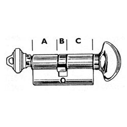Kaba Ilco 52225KS-26D-OB | Cylinder Lock Turn Knob, Profile, 0-Bitted, KS Keyway, 5-Pin, 3.82" Length, Satin Chrome