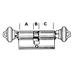 Kaba Ilco 53225SC-03-OB | Mortise Lock Cylinder, 5-Pin, Double Profile, Schlage C Keyway, 0-Bitted, Keyed Both Side, 2.75" Length, Bright Brass