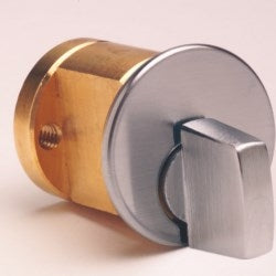 Kaba Ilco 7011TK9-46 | Rim Cylinder, Turn Knob, Horizontal/Vertical Tailpiece, 1-1/8" L, Duracolor Brown Aluminum, With Trim Ring/Mounting Plate