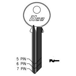 Kaba Ilco 998A NP A14 | Cylinder Lock Key Blank, 7-Pin, Brass, Nickel Plated, 14 Price Group, For Yale