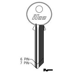 Kaba Ilco 998GST NP A08 | Cylinder Lock Key Blank, 6-Pin, Multi-Section, Brass, Nickel Plated, 8 Price Group, For Yale