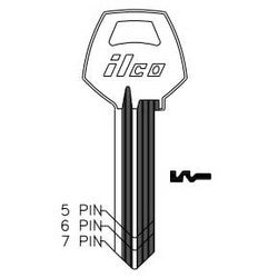 Kaba Ilco A1001AH NP A03 | Cylinder Lock Key Blank, 6-Pin, Sectional, Brass, Nickel Plated, 3 Price Group, For Corbin/Russwin