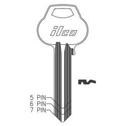Kaba Ilco A1011-L3 NS A51 | Cylinder Lock Key Blank, 6-Pin, Natural Nickel Silver, 10 Price Group, For Corbin/Russwin