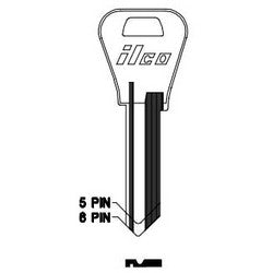 Kaba Ilco A1054WB NP A03 | Cylinder Lock Key Blank, 6-Pin, Brass, Nickel Plated, 3 Price Group, For Falcon