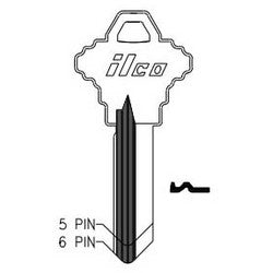 Kaba Ilco A1145H NP A11 | Cylinder Lock Key Blank, 6-Pin, Brass, Nickel Plated, 11 Price Group, For Schlage