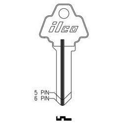 Kaba Ilco A1170B NP A06 | Cylinder Lock Key Blank, 6-Pin, Brass, Nickel Plated, 6 Price Group, For Challenger