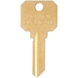 Kaba Ilco DND-SC1 BR A02 | Cylinder Lock Key Blank, 5-Pin, Do Not Duplicate, Natural Brass, 2 Price Group, For Schlage