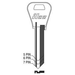 Kaba Ilco DND-WR3 BR A02 | Cylinder Lock Key Blank, 5-Pin, Do Not Duplicate, Natural Brass, 2 Price Group, For Weiser