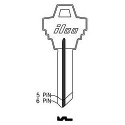 Kaba Ilco GL3 NP A14 | Cylinder Lock Key Blank, 5-Pin, Brass, Nickel Plated, 14 Price Group, For Goal