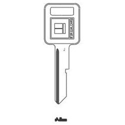 Kaba Ilco GM-J NP A01 | Key Blank, Look-Alike, Primary, J, Brass, Nickel Plated, 1 Price Group, For General Motors