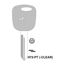 Kaba Ilco H72-PT-CLEAR NP | Vehicle Key Blank, Transponder Key, Brass, Clear, Nickel Plated, For Ford