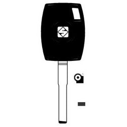 Kaba Ilco HU101-GTS NS A76 | Key Shell, Look-Alike, Brass, Nickel Plated, With GTI Transponder, For Ford