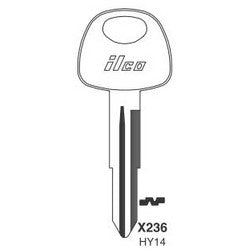 Kaba Ilco HY14 NP A04 | Vehicle Key Blank, Brass, Nickel Plated, 3 Price Group, For Hyundai