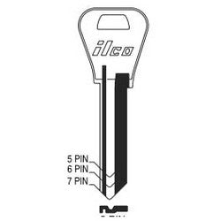 Kaba Ilco L1054WB NP A17 | Cylinder Lock Key Blank, 7-Pin, Brass, Nickel Plated, 17 Price Group, For Weiser