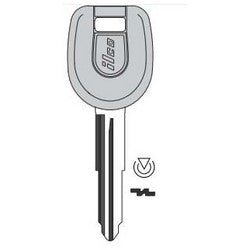 Kaba Ilco MIT14-PT NP | Vehicle Key Blank, Transponder Key, Brass, Nickel Plated, For Mitsubishi