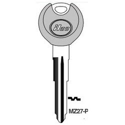 Kaba Ilco MZ27-P NP A09 | Vehicle Key Blank, Plastic Head, Brass, Nickel Plated, 9 Price Group, For Mazda