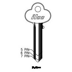 Kaba Ilco R1001EN NP A03 | Cylinder Lock Key Blank, 5-Pin, Sectional, Brass, Nickel Plated, 3 Price Group, For Corbin/Russwin