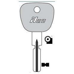 Kaba Ilco S7BW-P NP A20 | Vehicle Key Blank, High Security, Plastic Head, Special Key Machine, Brass, Nickel Plated, 20 Price Group, For BMW