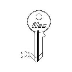 Kaba Ilco SC1041R NP A05 | Cylinder Lock Key Blank, 4-Pin, Brass, Nickel Plated, 5 Price Group, For Chicago