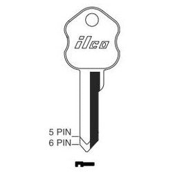 Kaba Ilco SY4 NP A13 | Safe Deposit Key Blank, 5-Pin, Brass, Nickel Plated, 13 Price Group, For Security/Kumahira