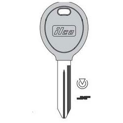 Kaba Ilco Y164-PT NP | Vehicle Key Blank, Transponder Key, Brass, Nickel Plated, For Chrysler