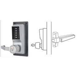 Kaba LLP1020S-26D-41 | Mechanical Pushbutton Lock, Heavy Duty, Left Hand, LFIC Schlage, Combination Entry/Key Override, Satin Chrome with Lever