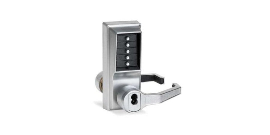 Kaba LR1021S-26D-41 | Mechanical Pushbutton Lock, Grade 1, Storeroom Function, Satin Chrome (US26D)