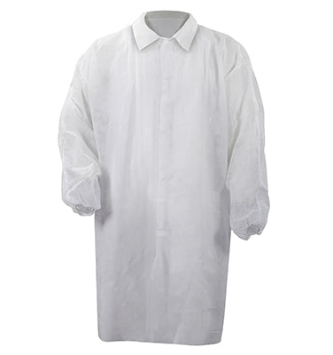 Keystone Safety LC0WENW3XLWHITE | Economy Polypropylene Lab Coats Elastic Wrists, 3X-Large