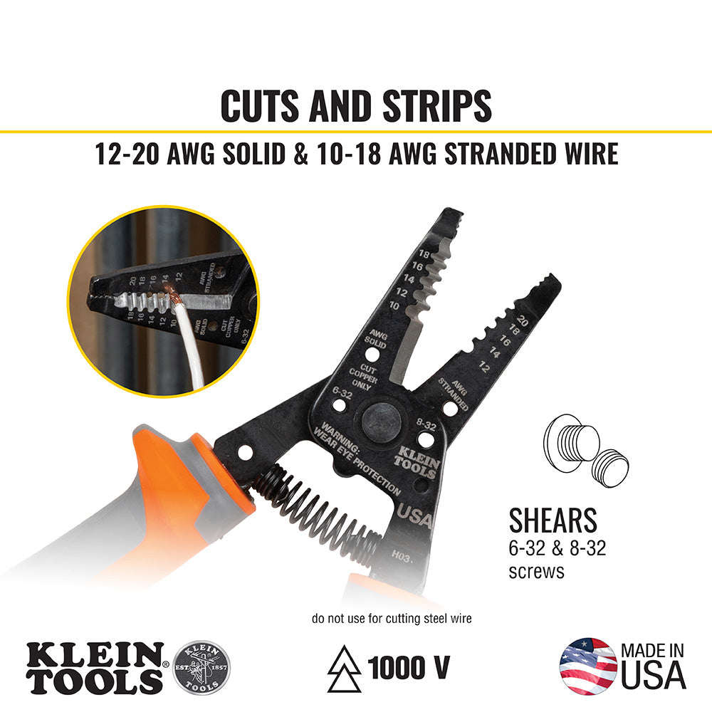 Klein Tools 11055RINS | Insulated Klein-Kurve Wire Stripper and Cutter