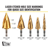 Klein Tools 25960 | 3-Step Drill Bit, Double-Fluted, 7/8-Inch to 1-3/8-Inch