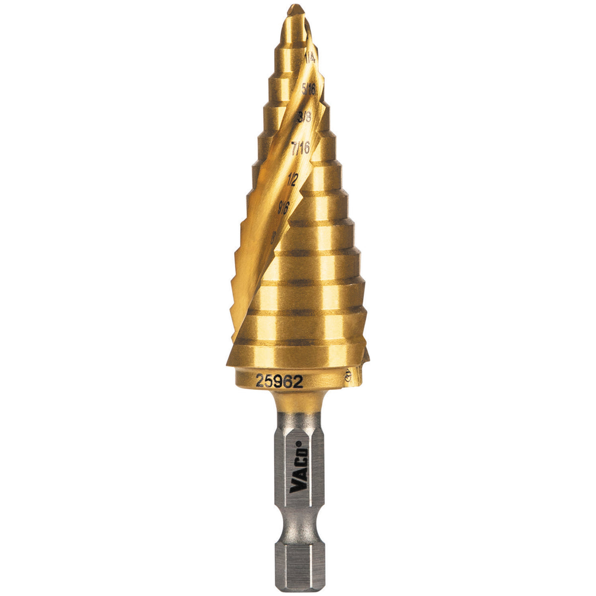 Klein Tools 25962 | 12-Step Drill Bit, Double-Fluted, 3/16-Inch to 7/8-Inch