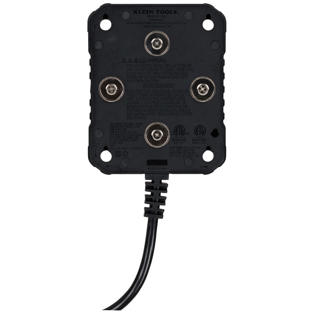 Klein Tools 29601 | PowerBox 1, Magnetic Mounted Power Strip with Integrated LED Lights