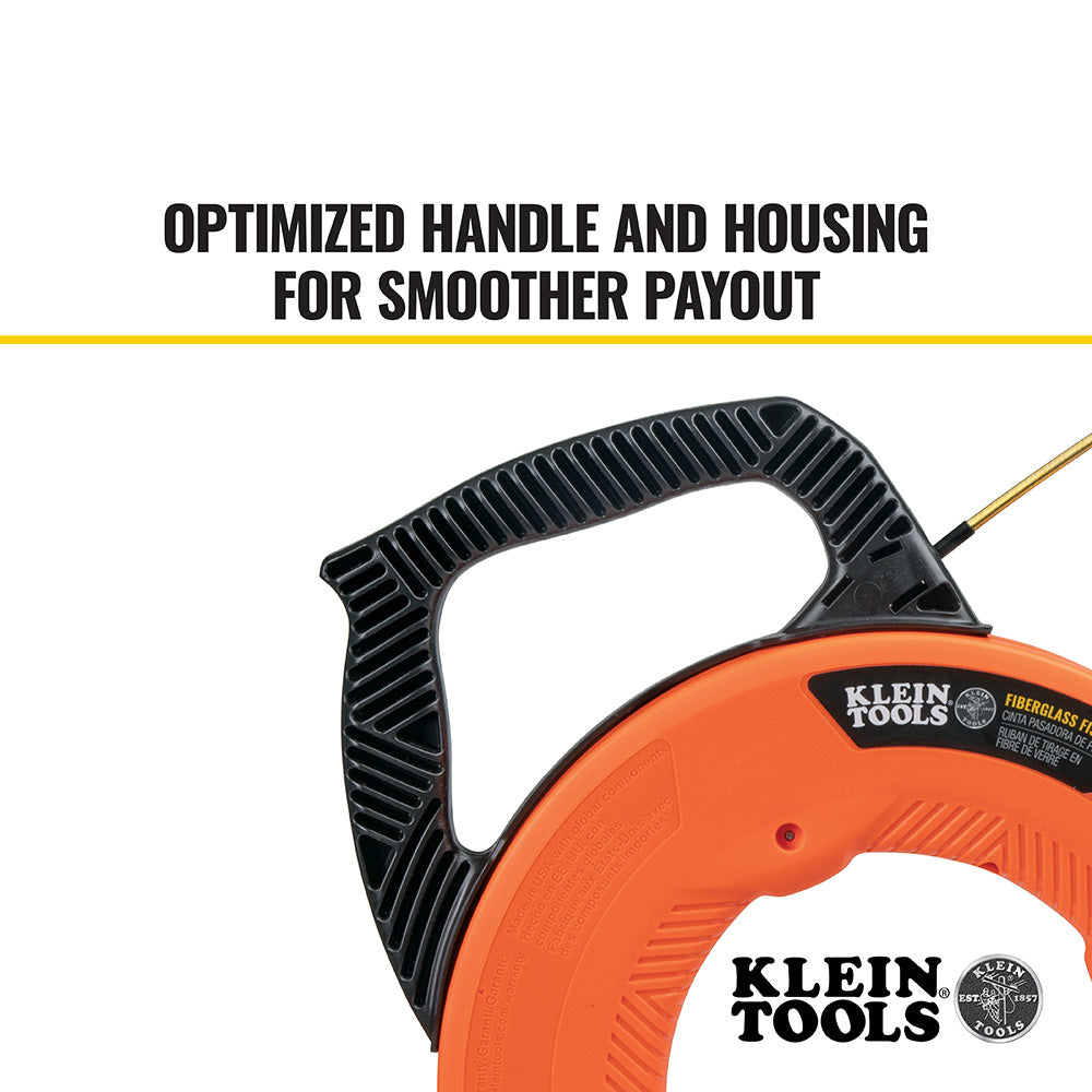 Klein Tools 56350 | Fiberglass Fish Tape with Spiral Steel Leader, 50-Foot