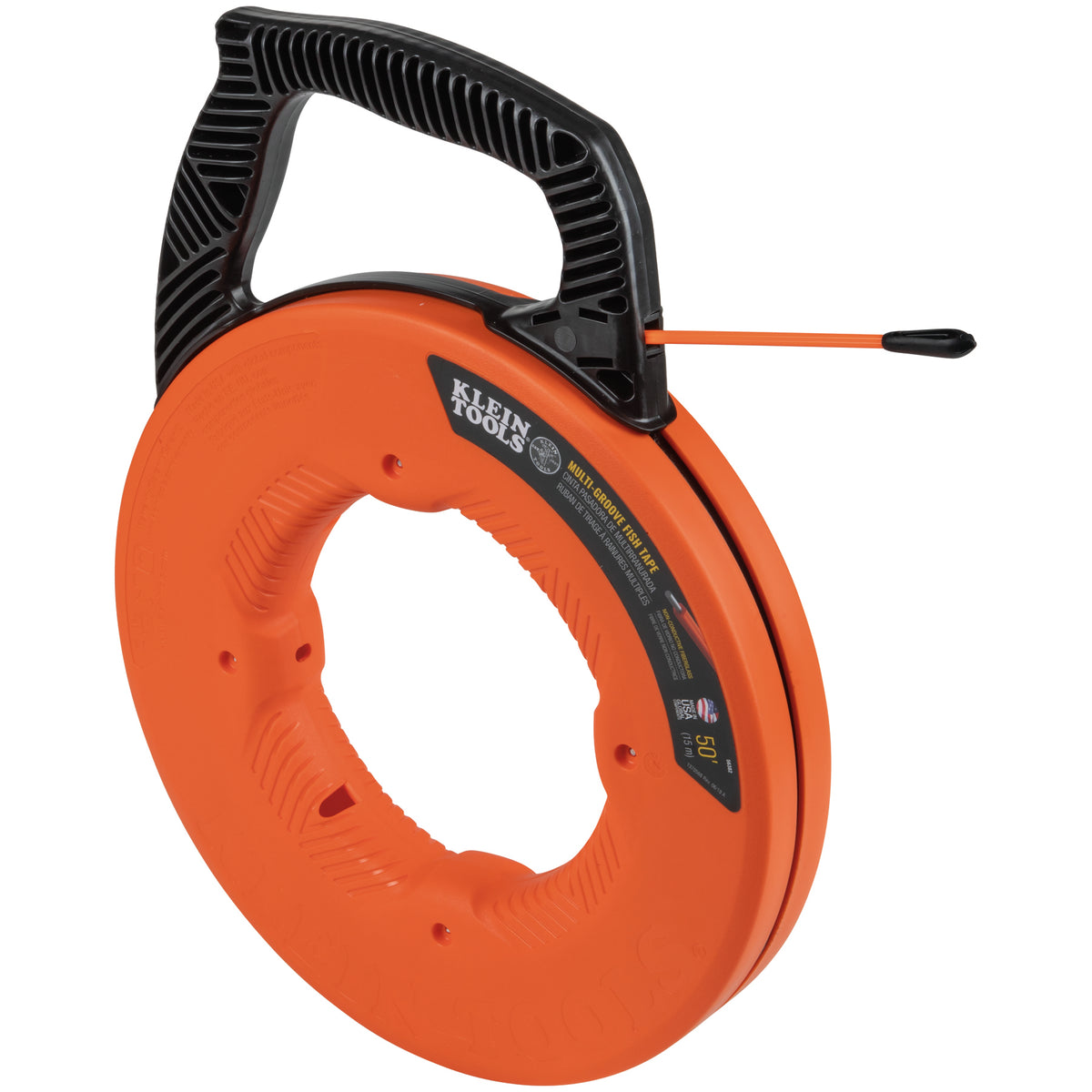 Klein Tools 56382 | Multi-Groove Fiberglass Fish Tape with Nylon Tip, 50-Foot