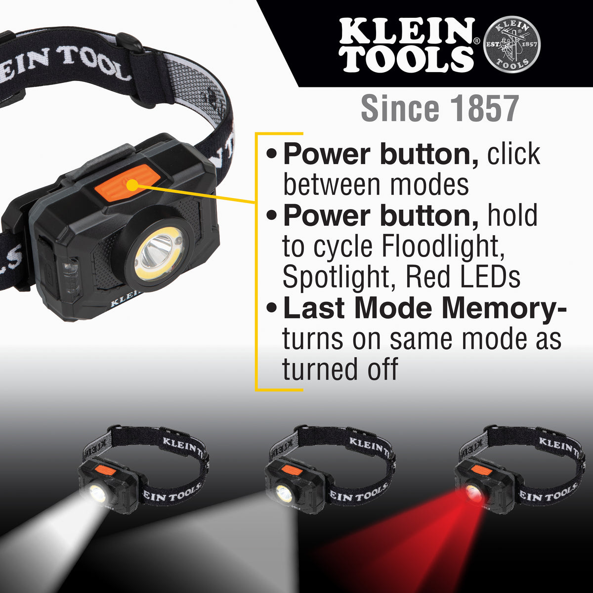 Klein Tools 56414 | Rechargeable 2-Color LED Headlamp with Adjustable Strap