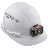 Klein Tools 60113RL | Hard Hat, Vented, Cap Style with Rechargeable Headlamp, White