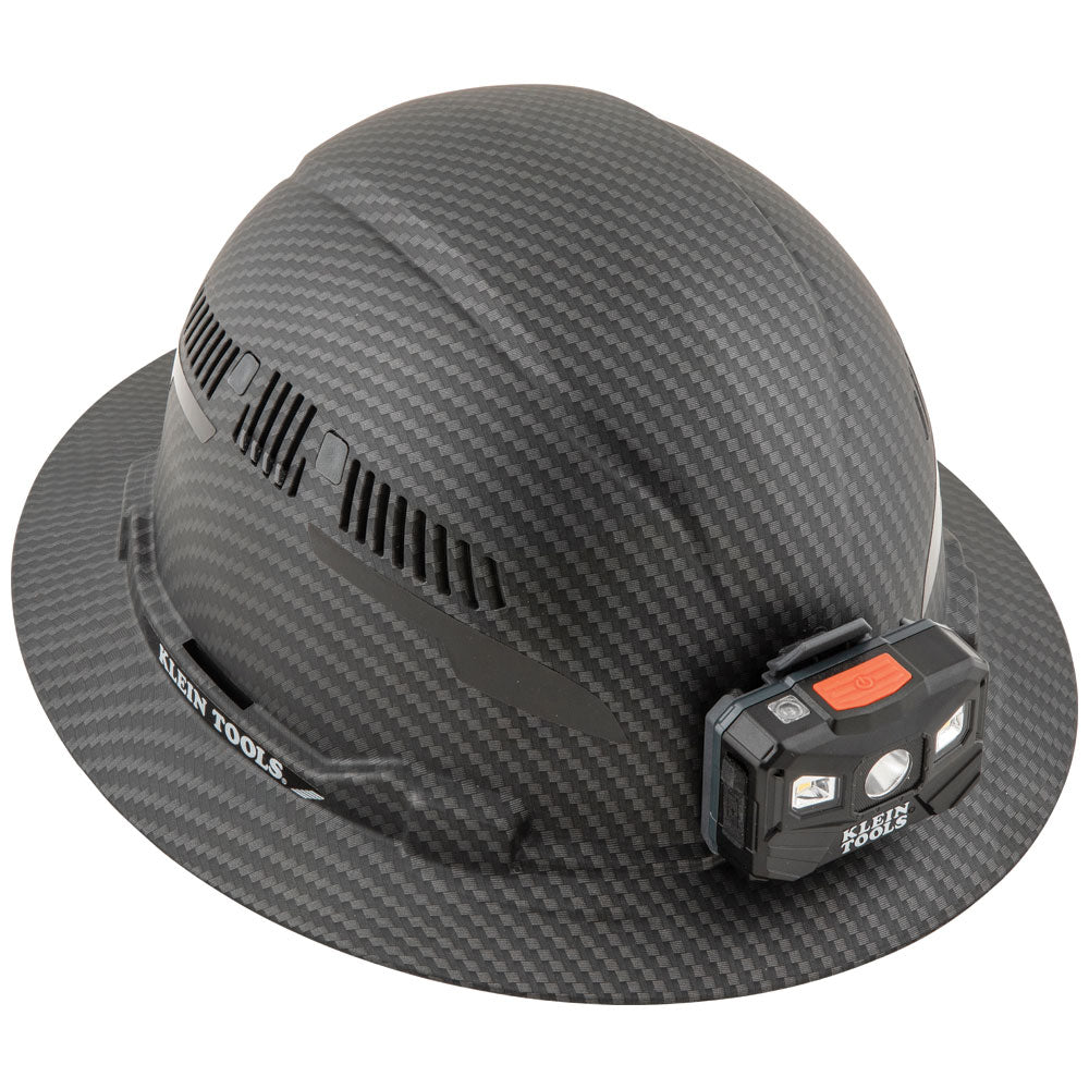 Klein Tools 60347 | Hard Hat, Premium KARBN Pattern, Vented Full Brim, Class C, Lamp