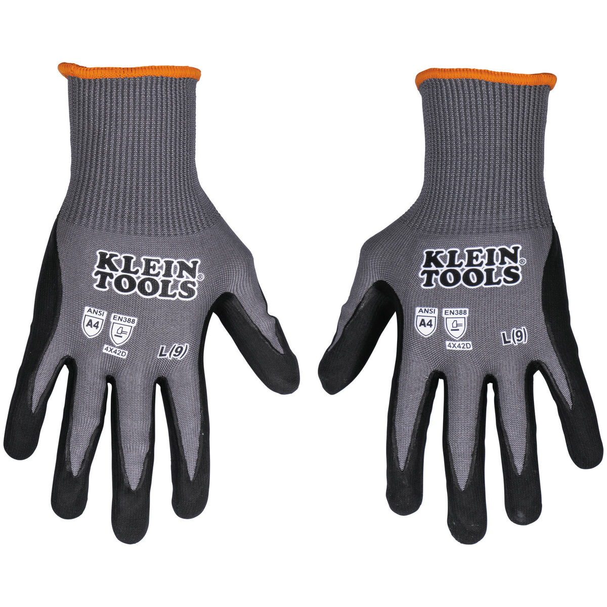 Klein Tools 60589 | Knit Dipped Gloves, Cut Level A4, Touchscreen, Large, 2-Pair