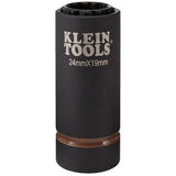 Klein Tools 66052E | 2-in-1 Metric Impact Socket, 12-Point, 24 x 19 mm