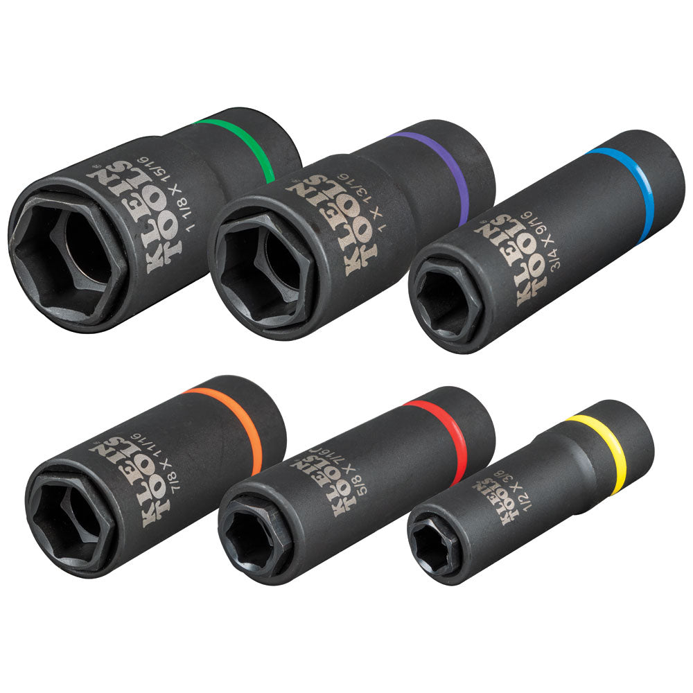 Klein Tools 66060 | 2-in-1 Impact Socket Set, 6-Point, 6-Piece