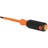 Klein Tools 6824INS | Insulated Screwdriver, 1/4-Inch Cabinet Tip, 4-Inch Round Shank
